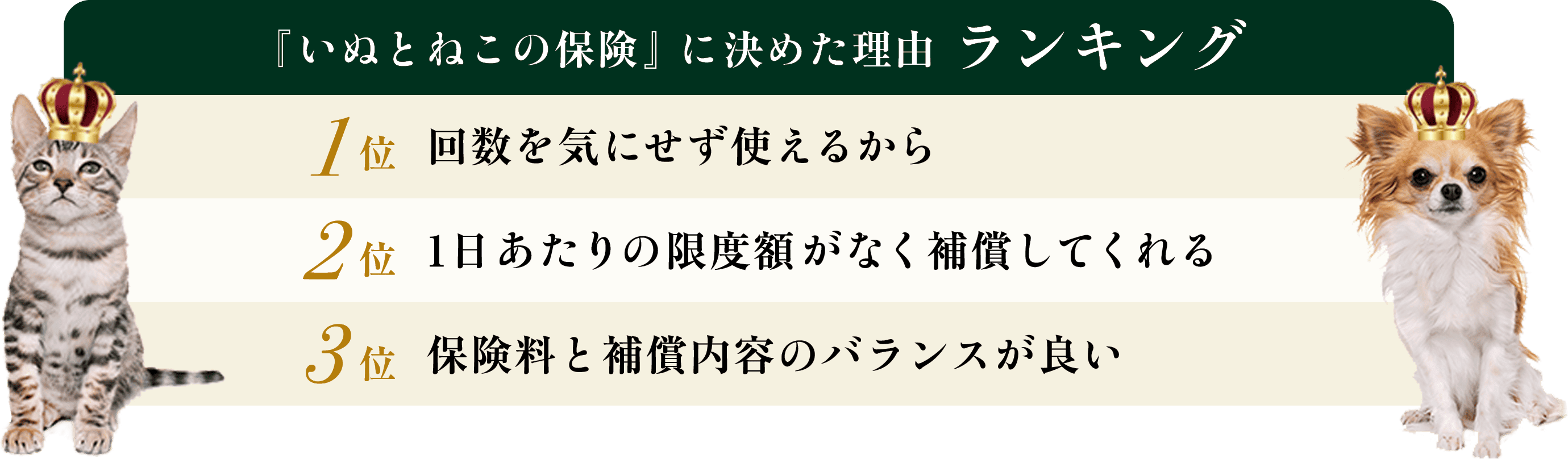 『いぬとねこの保険』に決めた理由ランキング